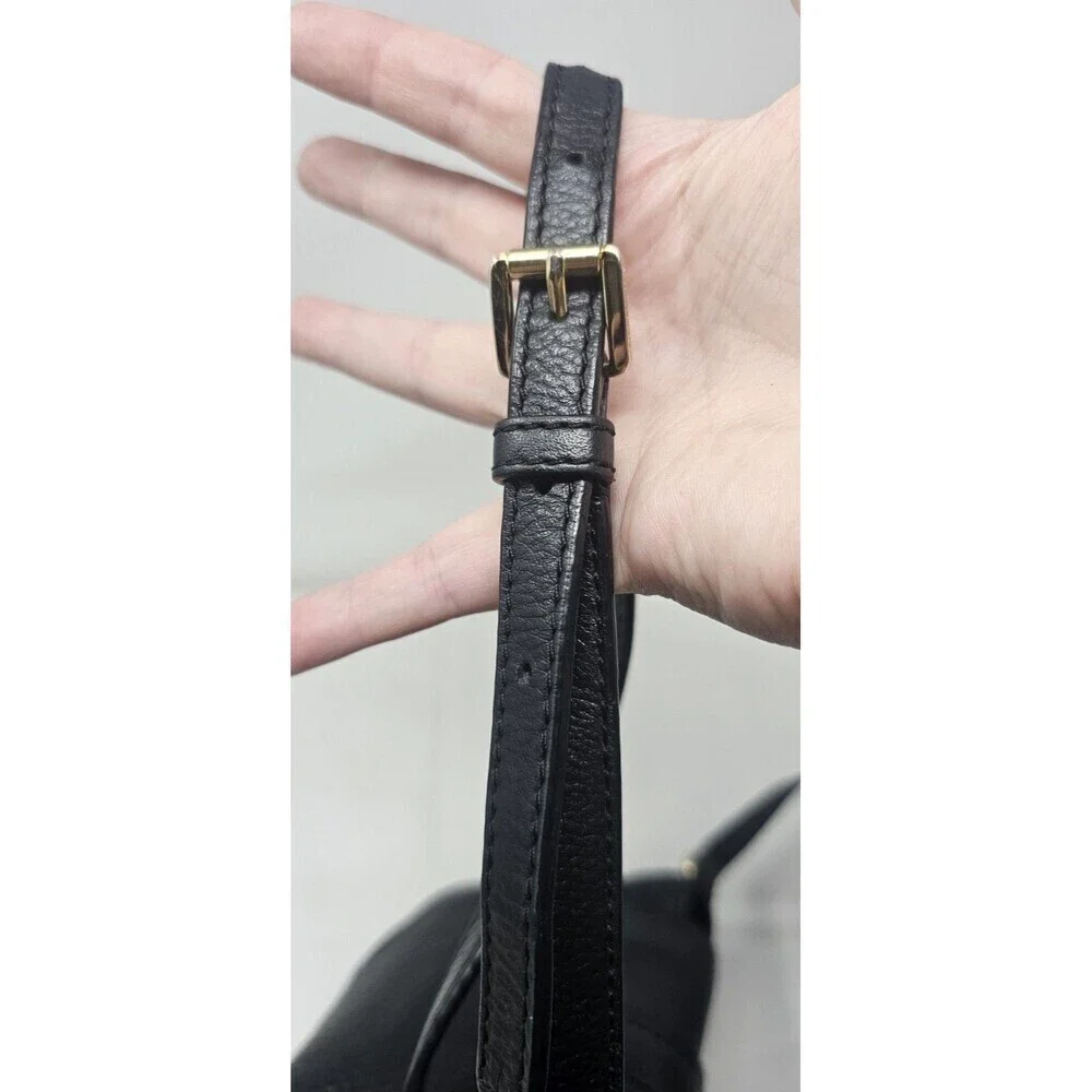 Michael Kors Charlton Small Crossbody Bag Black Leather Gold Buckle Lock VGUC